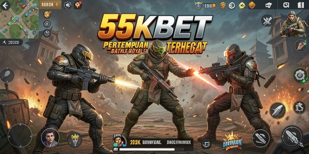 Tampilan gameplay seru dalam 55KBET dengan aksi Battle Royale yang intens.