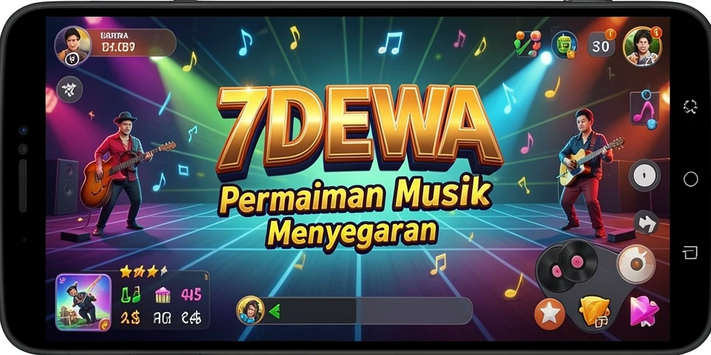 Screenshot gameplay 7DEWA menunjukkan aksi menyenangkan dalam permainan musik.