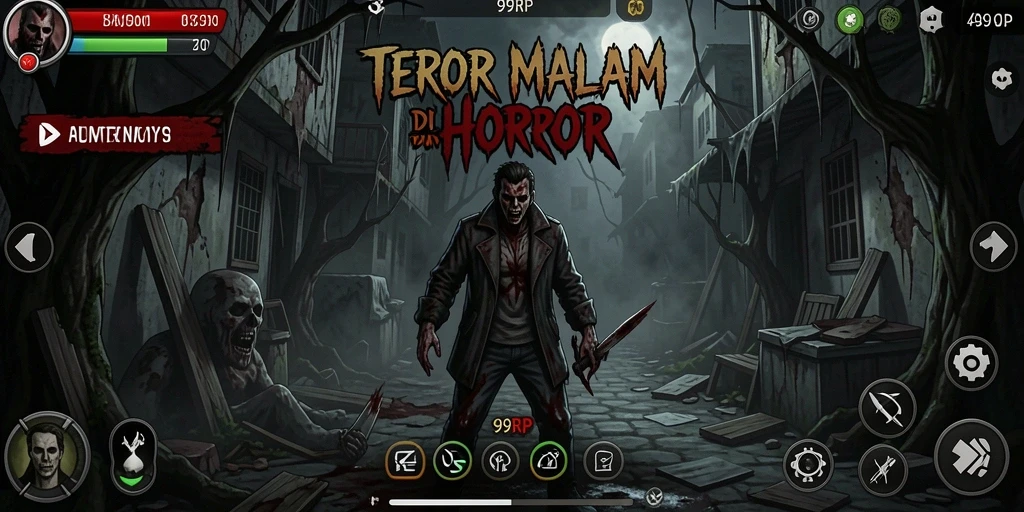 Tangkapan layar menampilkan petualangan menegangkan dalam game Horror 99RP.