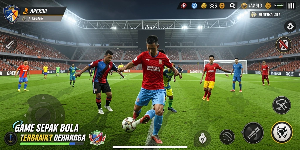 Screenshot APEK88 menampilkan gameplay sepak bola yang seru dan realistis.
