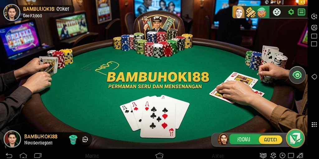Screenshot gameplay menarik dari BAMBUHOKI88 yang menampilkan aksi poker.