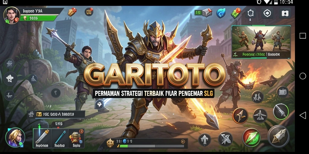 Screenshot utama GARITOTO menampilkan aksi pertempuran strategi.