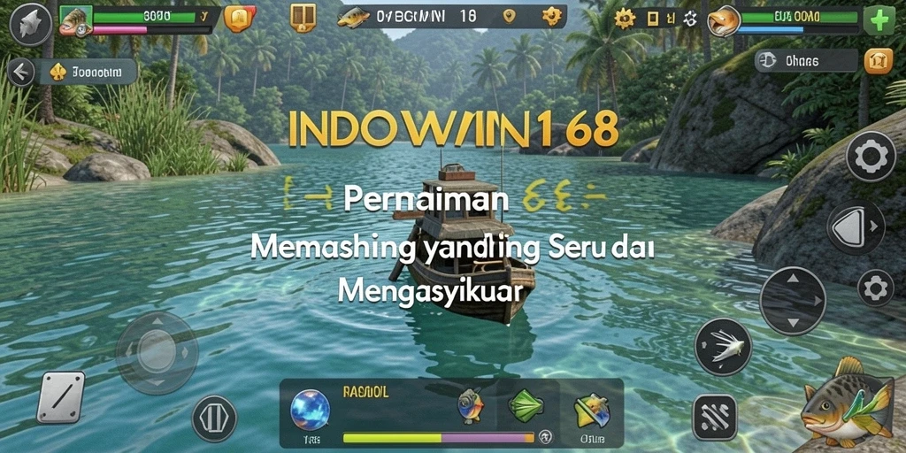Tampilan gameplay INDOWIN168 saat memancing ikan di laut.
