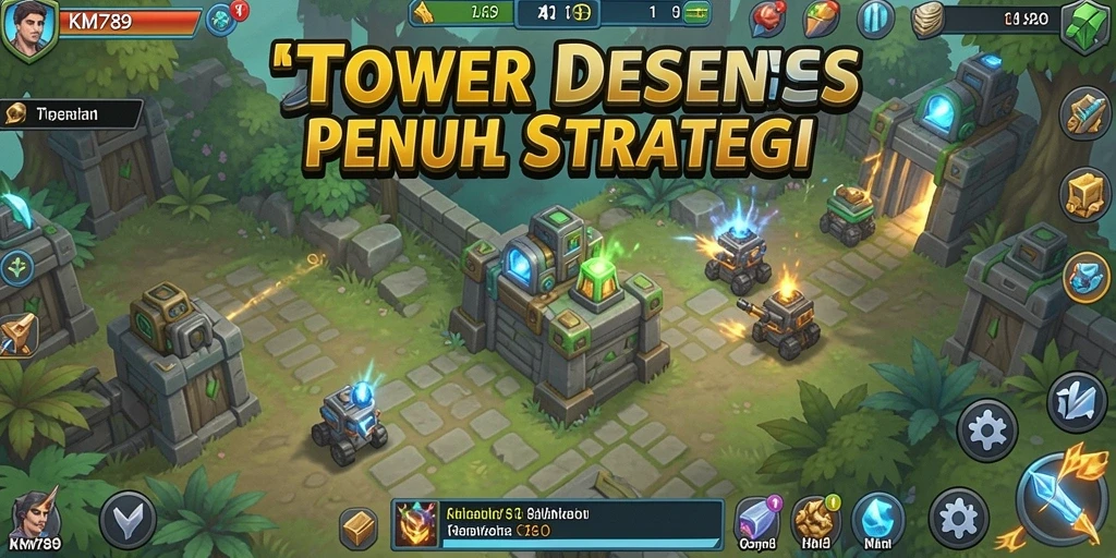Tangkapan layar gameplay Tower Defense penuh aksi dan strategi.