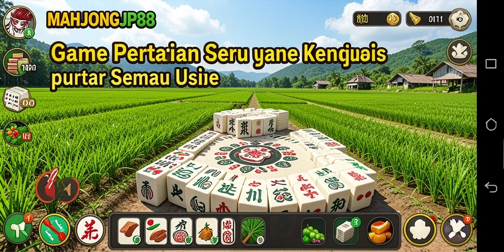 Tangkapan layar menunjukkan aktivitas bercocok tanam yang seru di MAHJONGJP88.