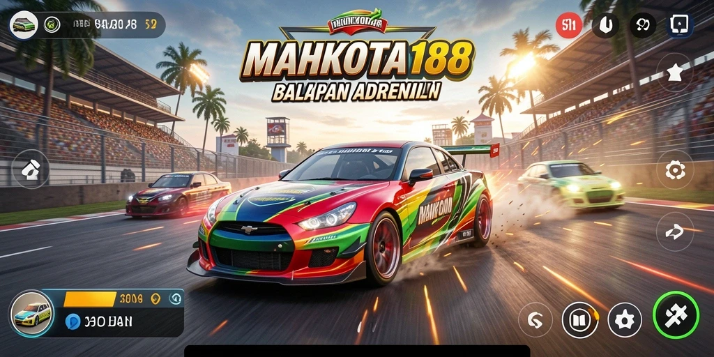 Screenshot gameplay MAHKOTA188 yang menunjukkan balapan yang menegangkan.