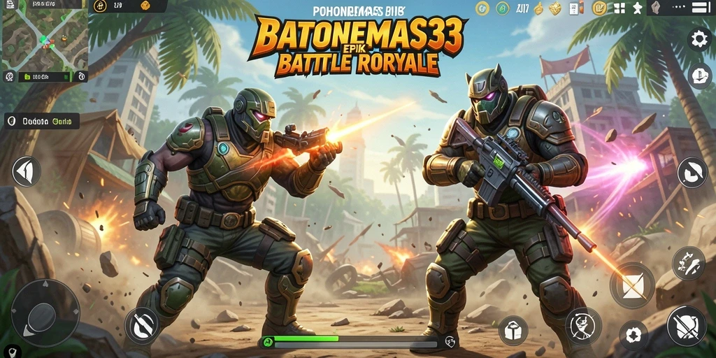 Gameplay seru dan mendebarkan dalam POHONEMAS33 Battle Royale.